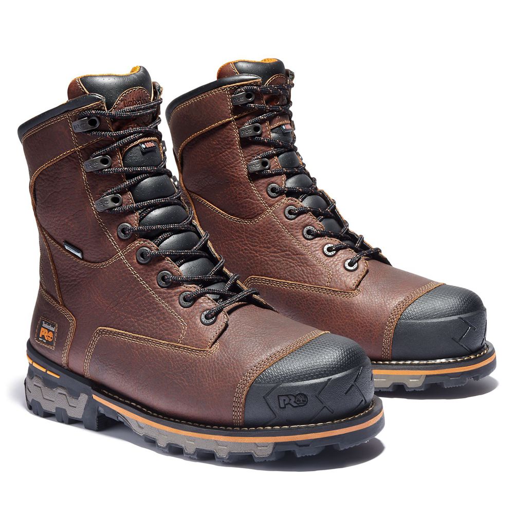 Timberland Mens Work Boots PRO® Boondock 8\" Soft Toe - Brown/Black - India VD5024618